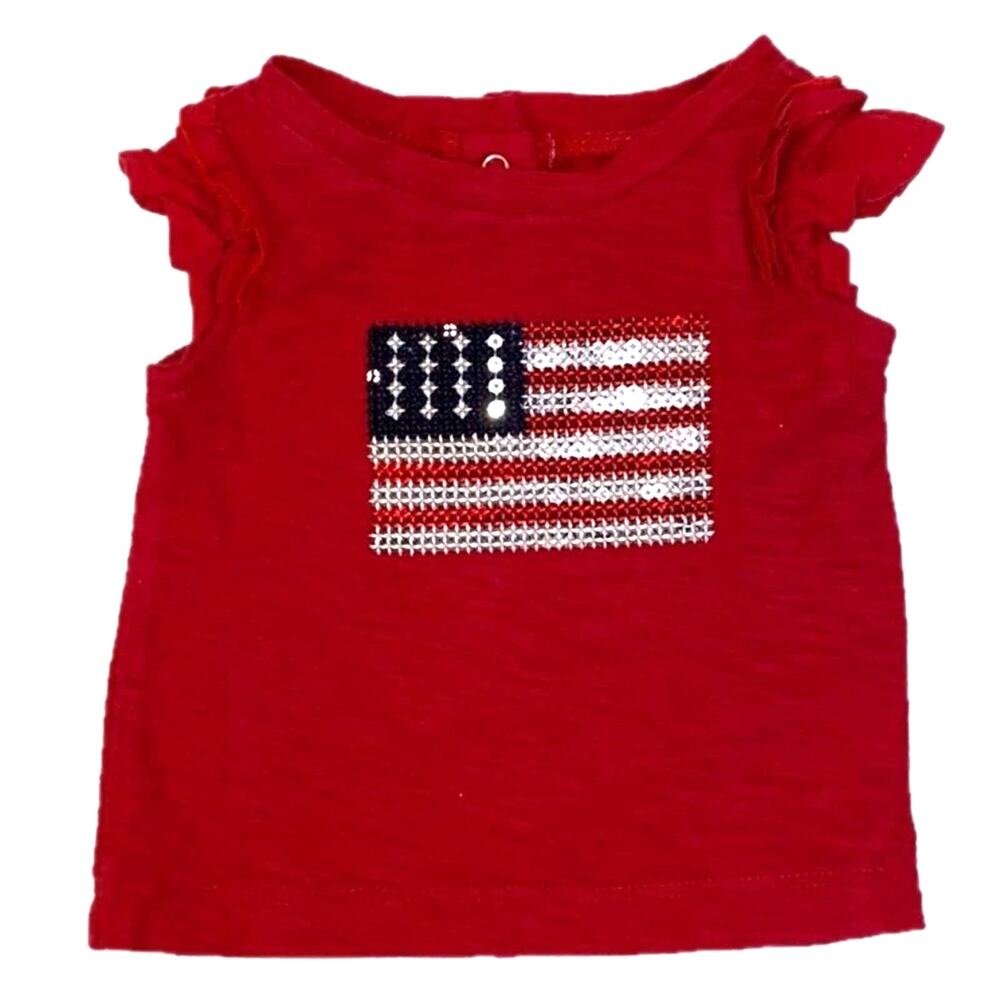 Koala Kids Patriotic USA Sequin T-shirt Red 0-3M
